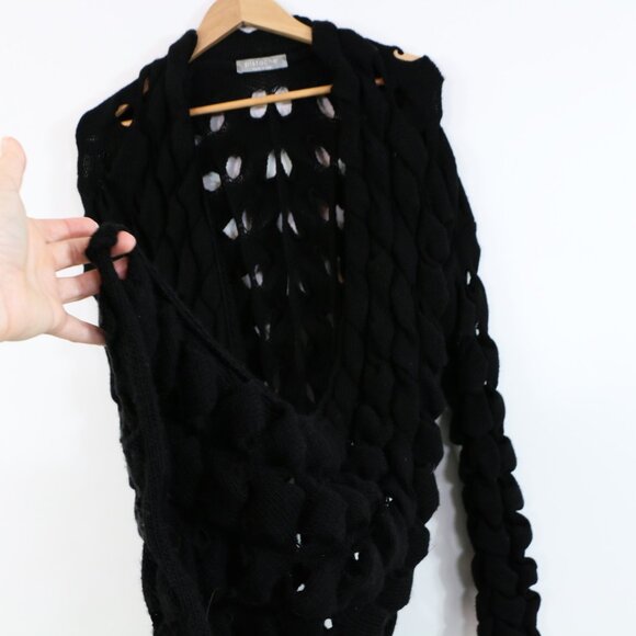 *Pistache Open Knit Black Long Cardigan - Picture 5 of 7